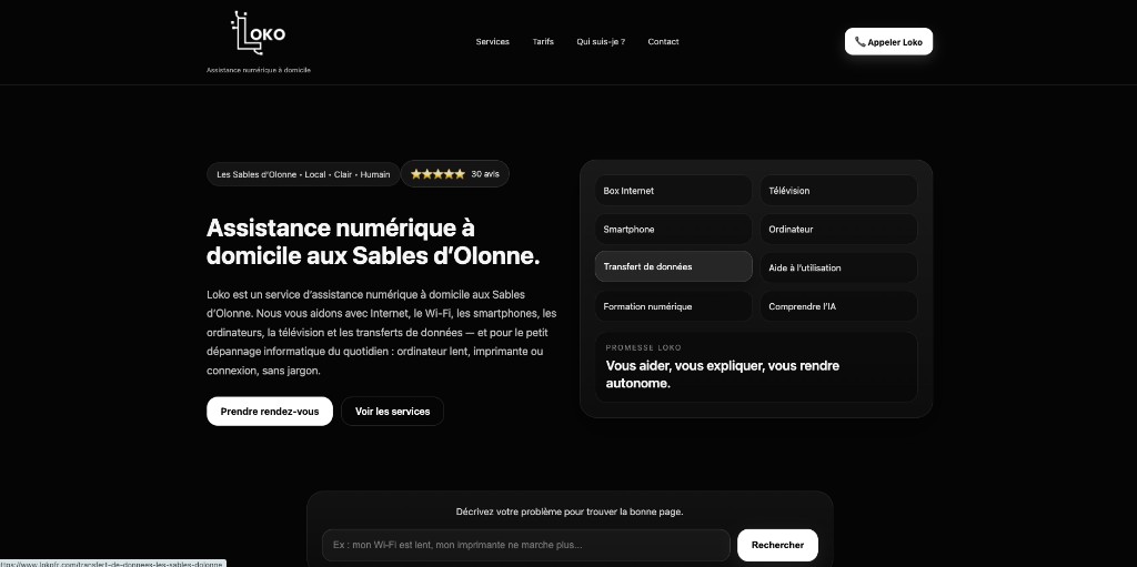 Aperçu du site Loko
